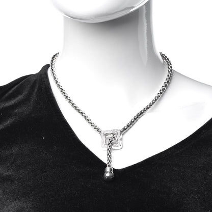 David Yurman Sterling Silver Diamond Quatrefoil Lariat Wheat Chain Necklace 2 of 6