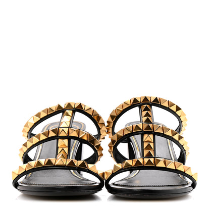 Valentino Garavani Calfskin Rockstud 60mm Caged Slide Sandals 38 Black 6 of 24