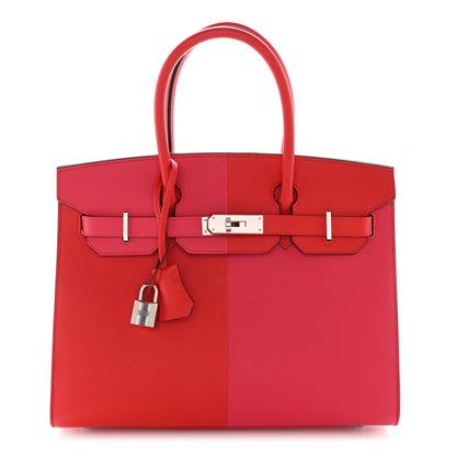 Hermes Epsom Casaque Birkin Sellier 30 Rouge Coeur Rose Extreme Bleu Zanzibar 1 of 13