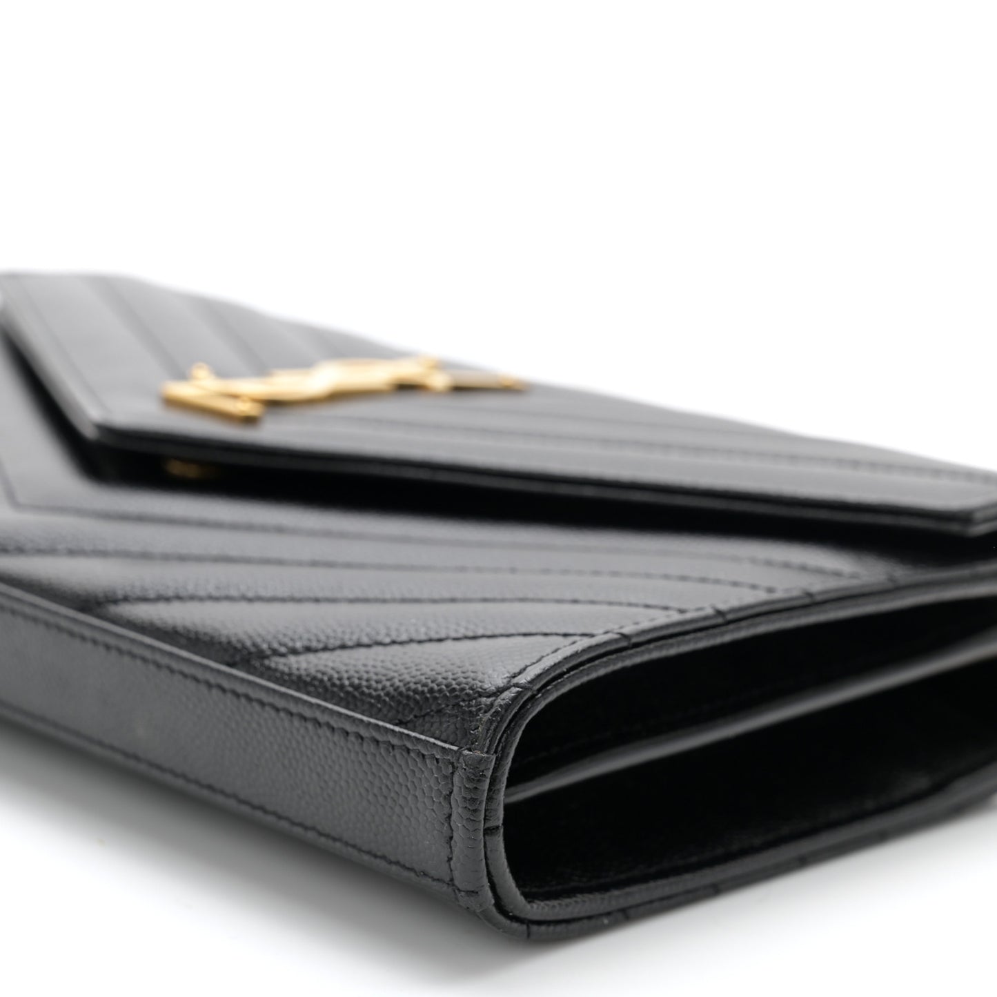 Grain De Poudre Matelasse Chevron Monogram Chain Wallet Black