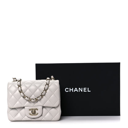Chanel Lambskin Quilted Mini Square Flap Light Grey 12 of 12