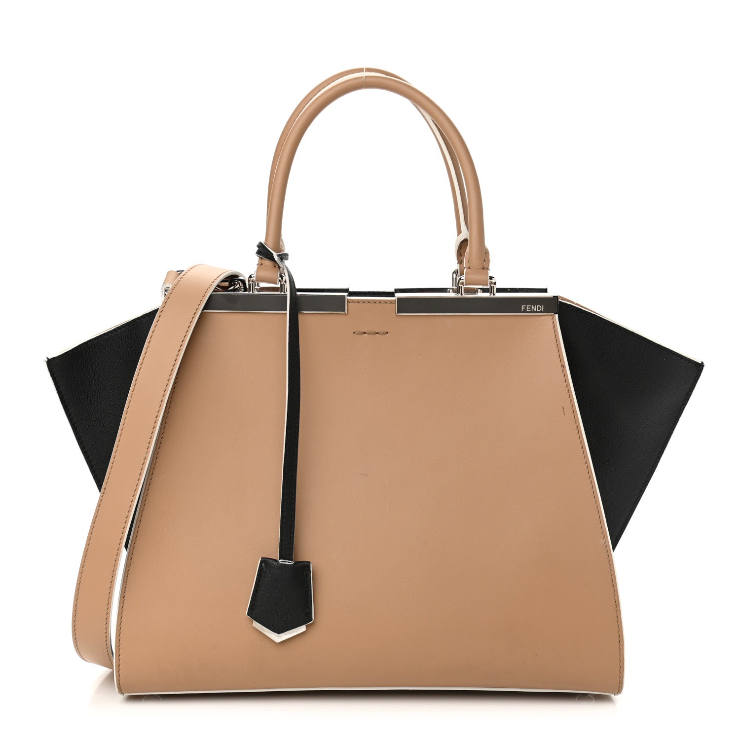 Fendi Vitello Baltico Dolce Petite 3Jours Tote Sand Black 1 of 15