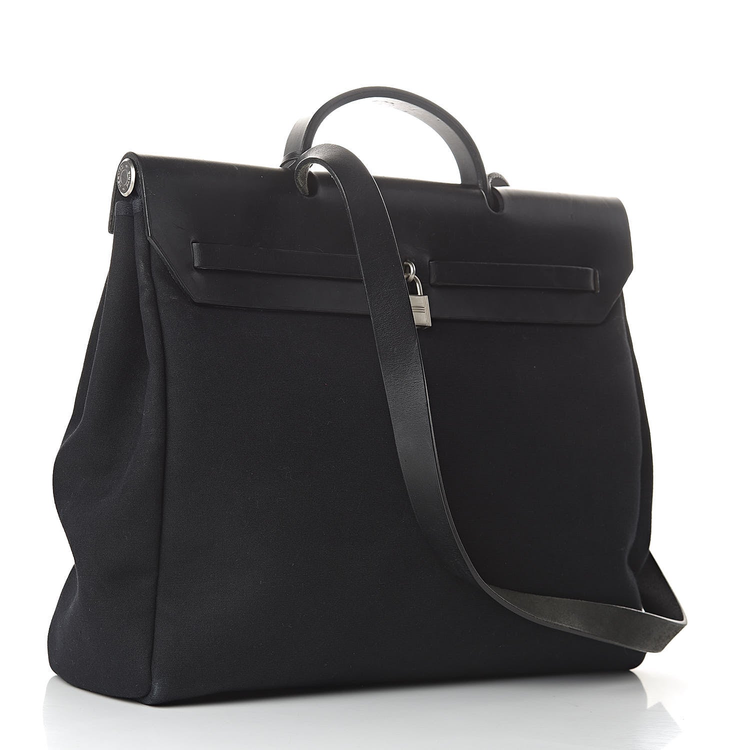 Hermes Toile Vache Calfskin Herbag 39 MM Black 3 of 15