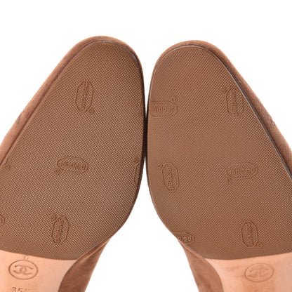 Chanel Suede CC Cap Toe Pumps 35.5 Brown 8 of 13