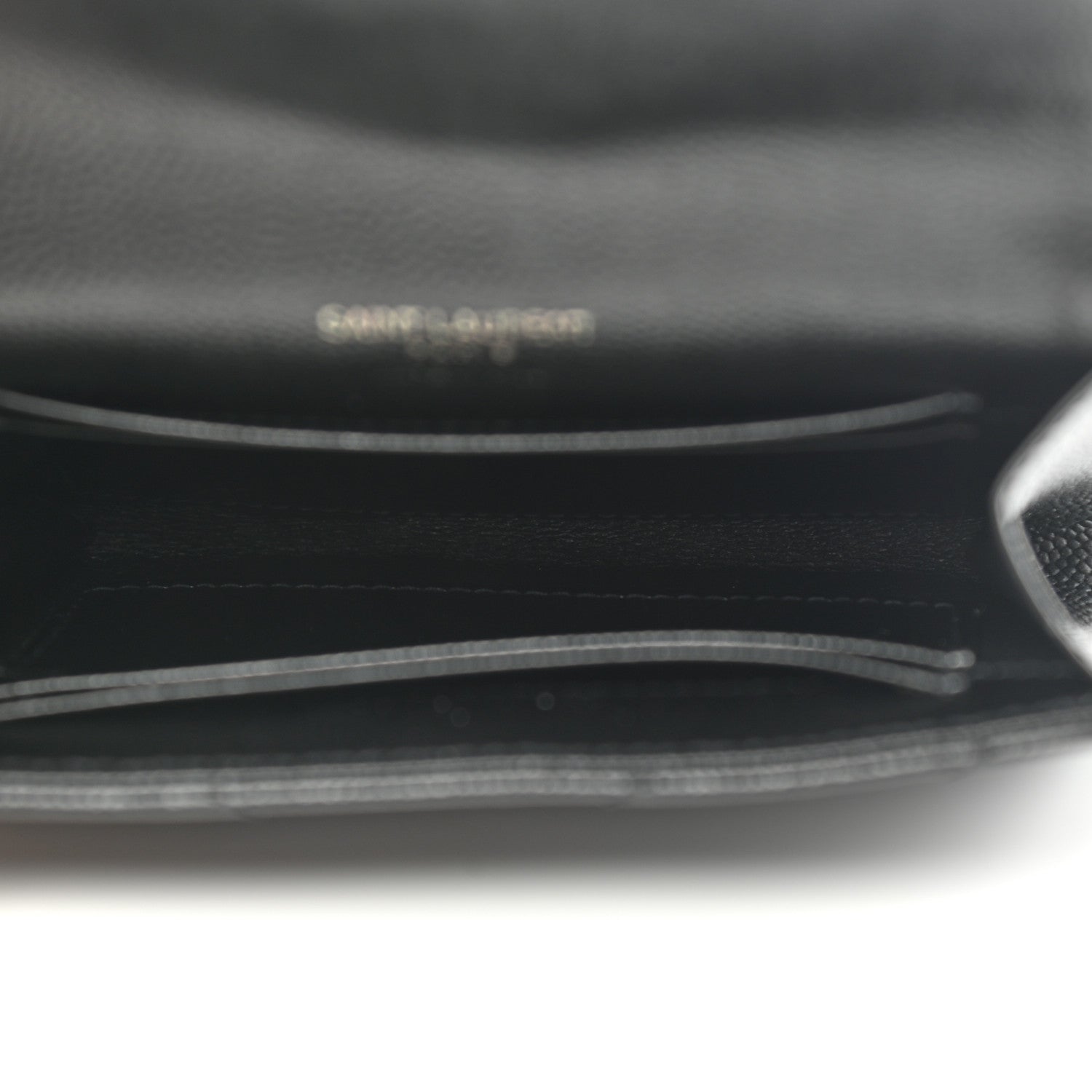 Saint Laurent Grain De Poudre Matelasse Chevron Small Monochrome Monogram Envelope Wallet Black 5 of 8