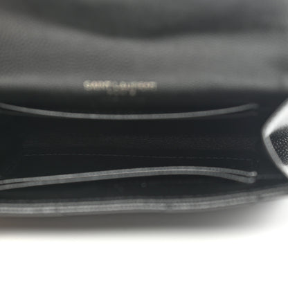 Saint Laurent Grain De Poudre Matelasse Chevron Small Monochrome Monogram Envelope Wallet Black 5 of 8