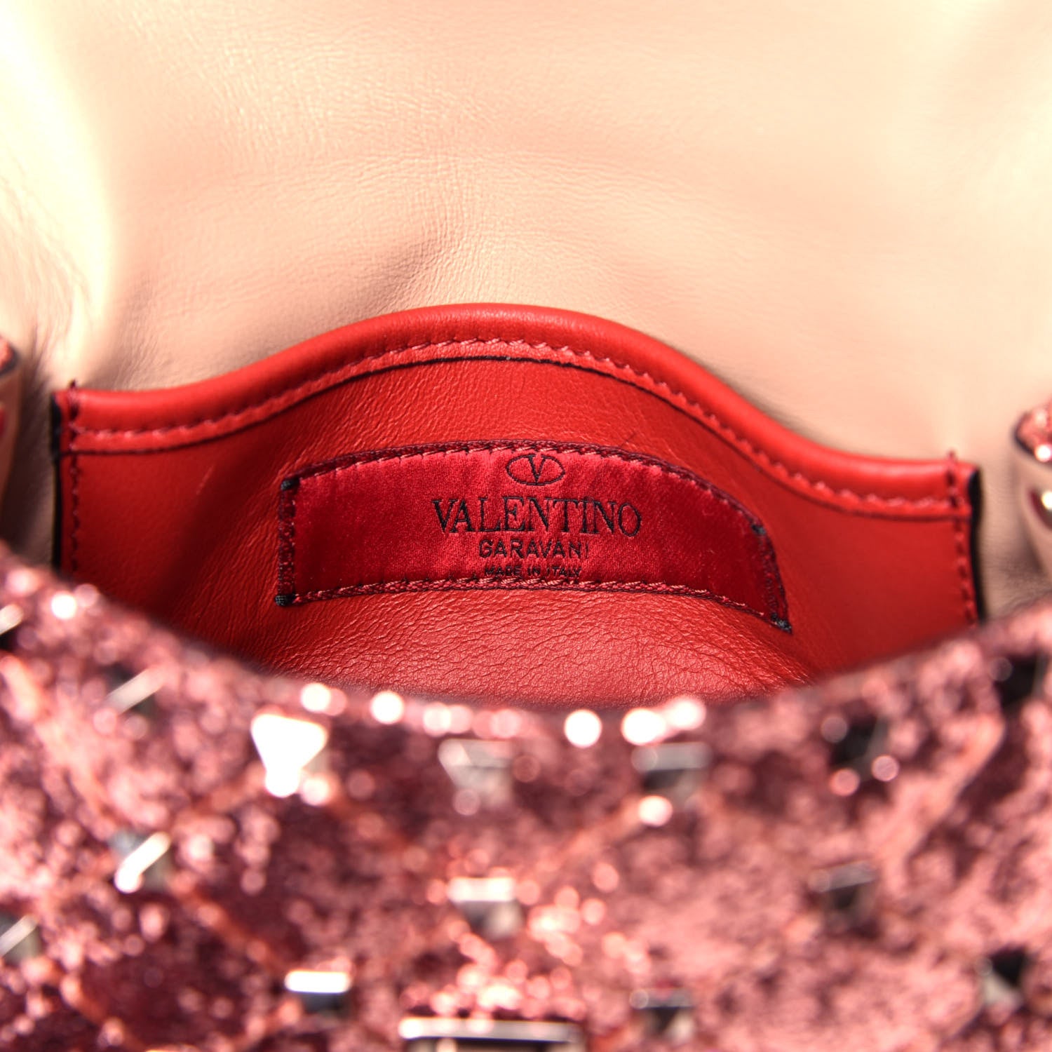 Valentino Garavani Glitter Mini Rockstud Spike Shoulder Bag Antique Pink 6 of 8