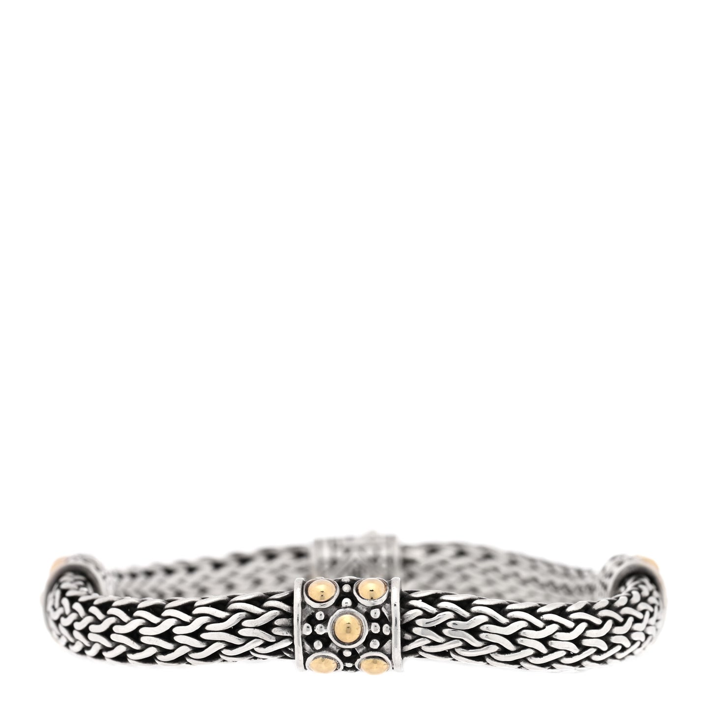 Sterling Silver 18K Yellow Gold Four Station Dot Classic Chain Bracelet