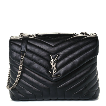 Saint Laurent Calfskin Y Quilted Monogram Medium Loulou Chain Satchel Black 1 of 11
