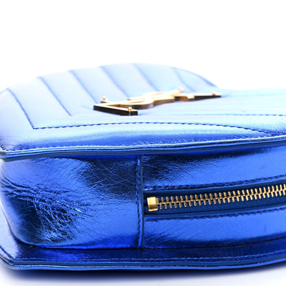Saint Laurent Metallic Calfskin Matelasse Chevron Monogram Small Love Heart Chain Bag Blue Royal 10 of 10