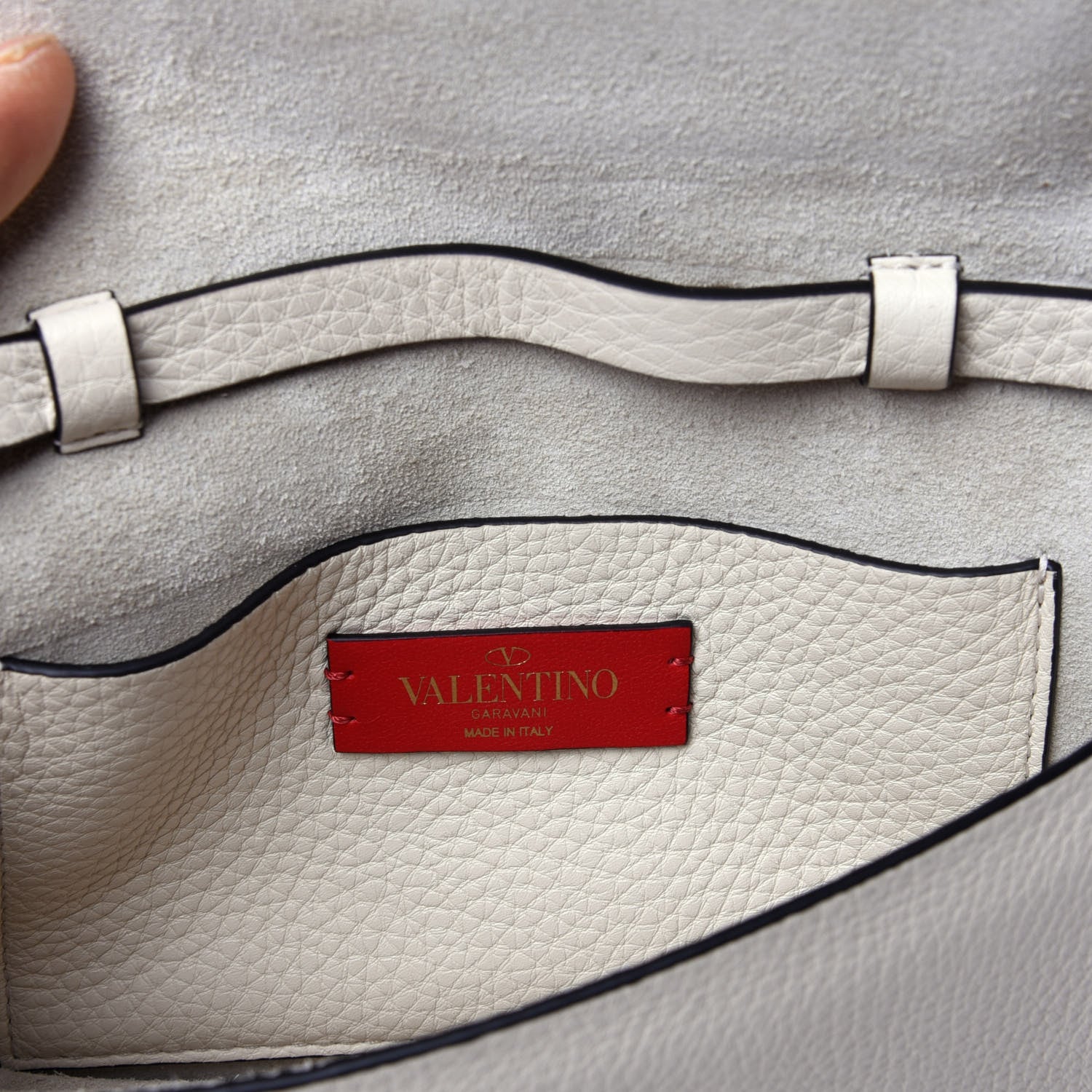 Valentino Garavani Pebbled Calfskin Small Rockstud Overlay Flap Shoulder Bag Light Ivory 6 of 10