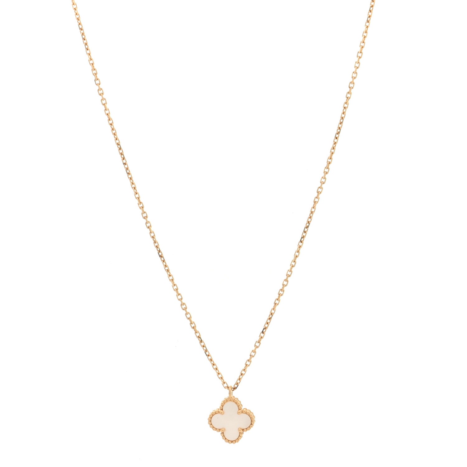 Van Cleef & Arpels 18K Yellow Gold Mother of Pearl Sweet Alhambra Pendant Necklace 1 of 5