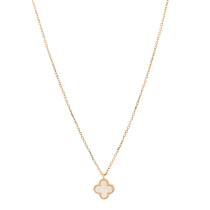 Van Cleef & Arpels 18K Yellow Gold Mother of Pearl Sweet Alhambra Pendant Necklace 1 of 5