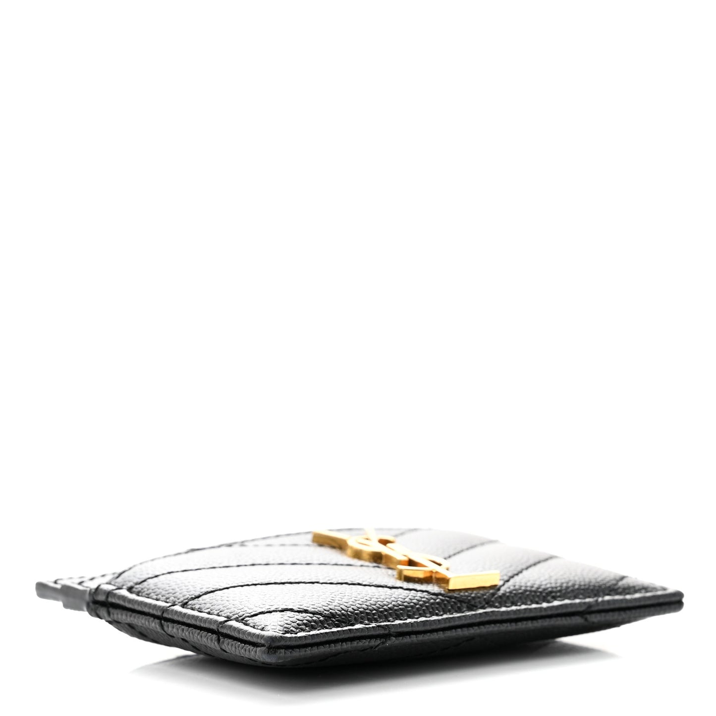 Grain De Poudre Matelasse Chevron Monogram Credit Card Case Black