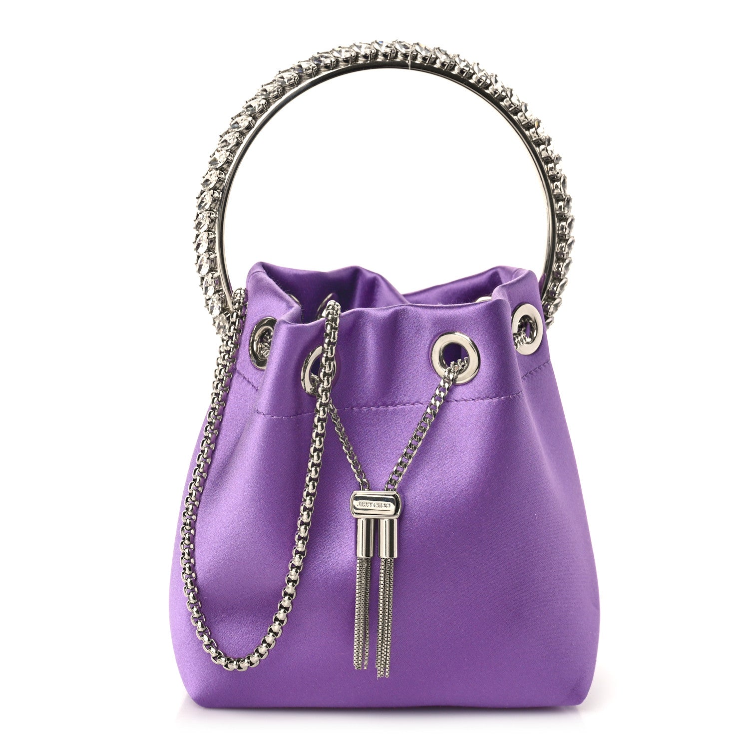 Jimmy Choo Satin Crystal Embellished Bon Bon Bag Wisteria 1 of 8