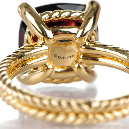 David Yurman 18K Yellow Gold Diamond Garnet 11mm Chatelaine Ring 54 7 4 of 4