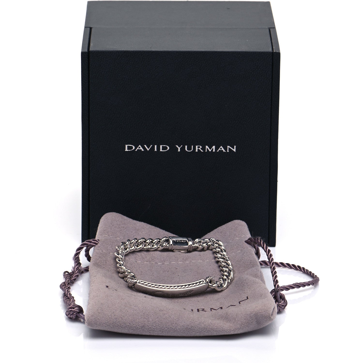 David Yurman Sterling Silver Diamond 7mm Petite Pave Curb Link Love ID Bracelet 6 of 6