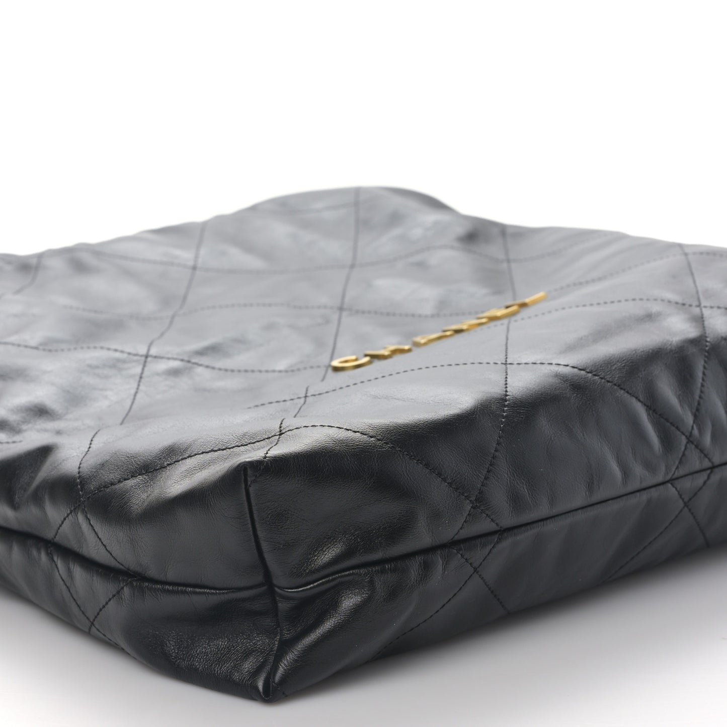 Shiny Calfskin Quilted Large Chanel 22 Black