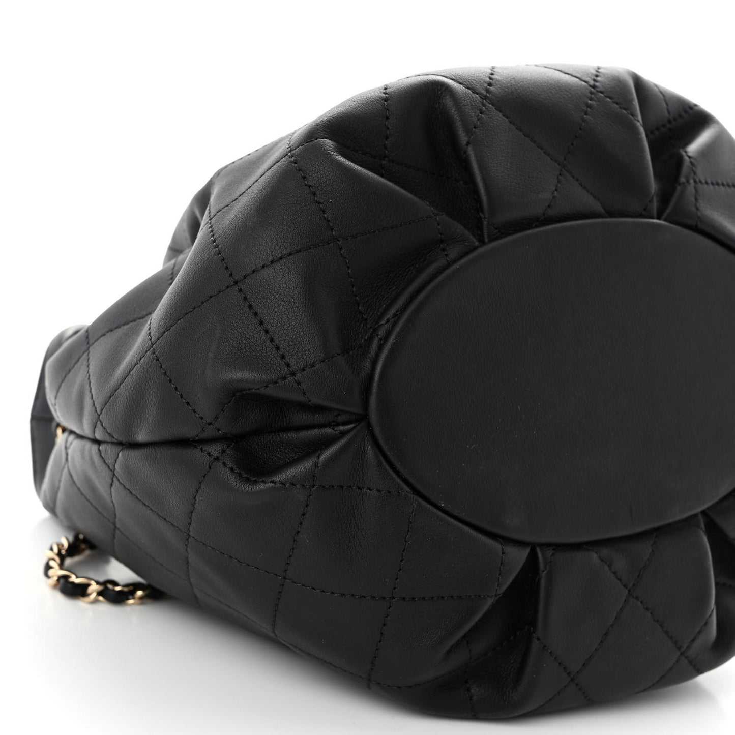 Calfskin Stitched Mini Drawstring CC Bag Black