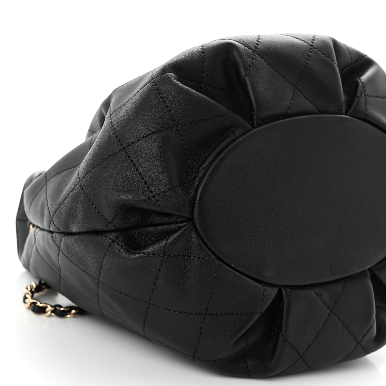 Chanel Calfskin Stitched Mini Drawstring CC Bag Black 9 of 10
