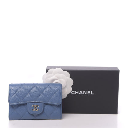 Chanel Caviar Quilted Flap Card Holder Blue 9 of 9