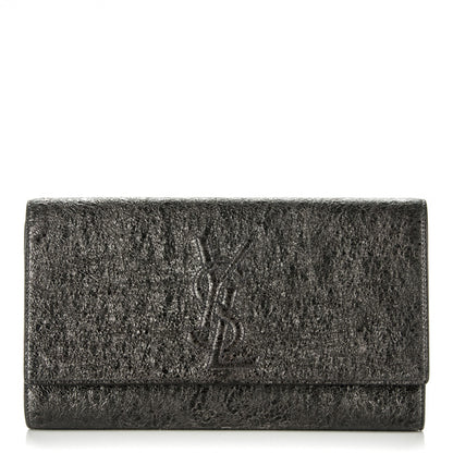 Saint Laurent Metallic Textured Large Belle De Jour Clutch Dark Silver 1 of 8