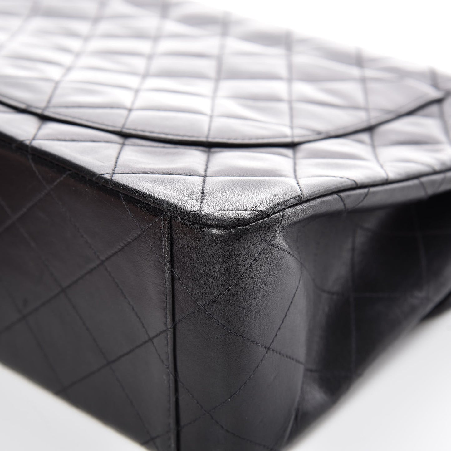 Lambskin Quilted XL Jumbo Single Flap Black