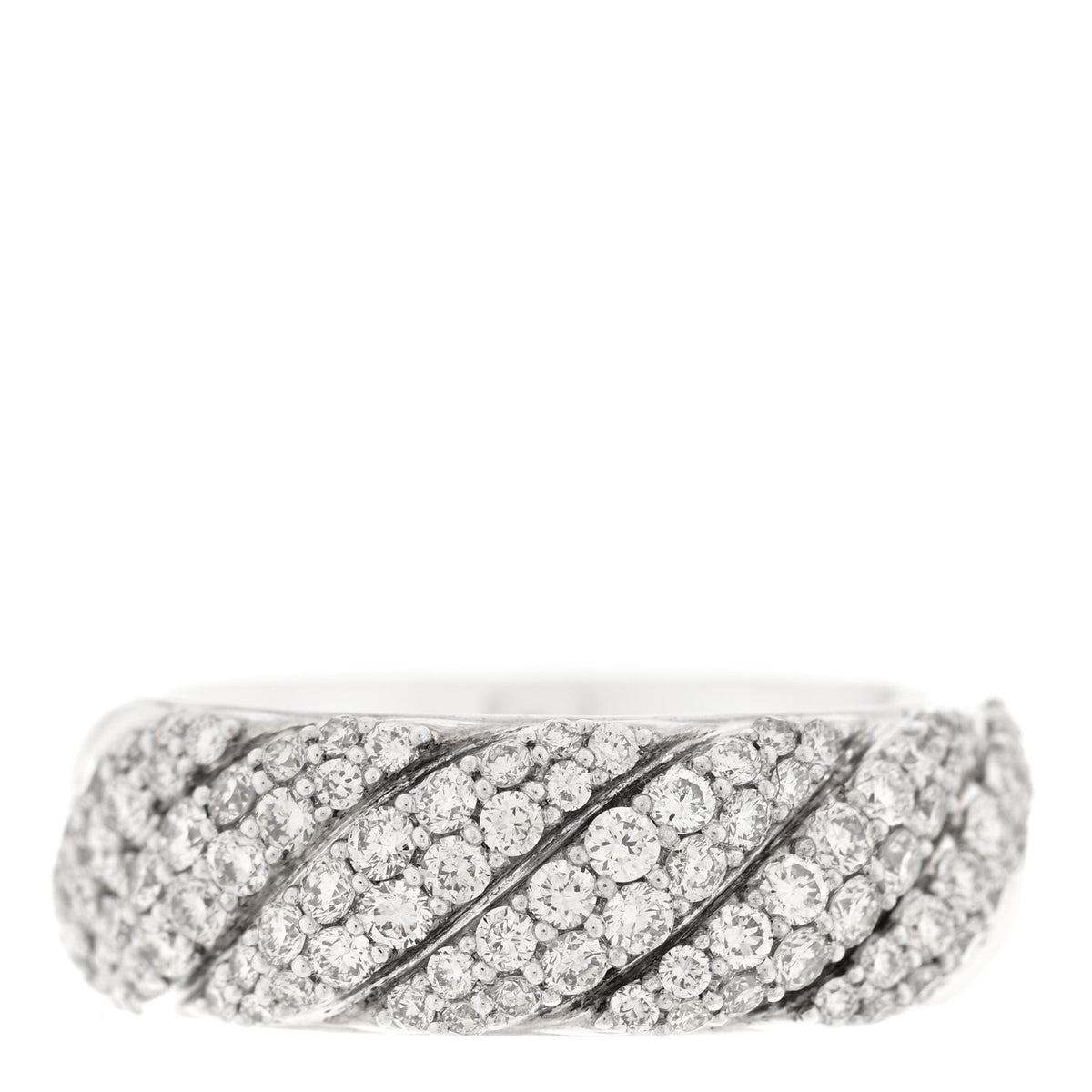 Sterling Silver Diamond 7.5mm Sculpted Cable Band Ring 54 7