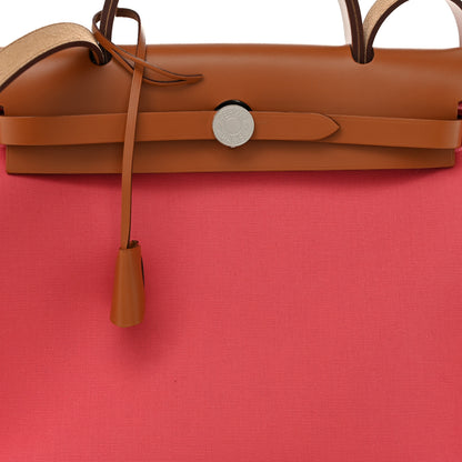 Hermes Vache Hunter Toile Herbag Zip 31 PM Rose Azalee Natural 9 of 12