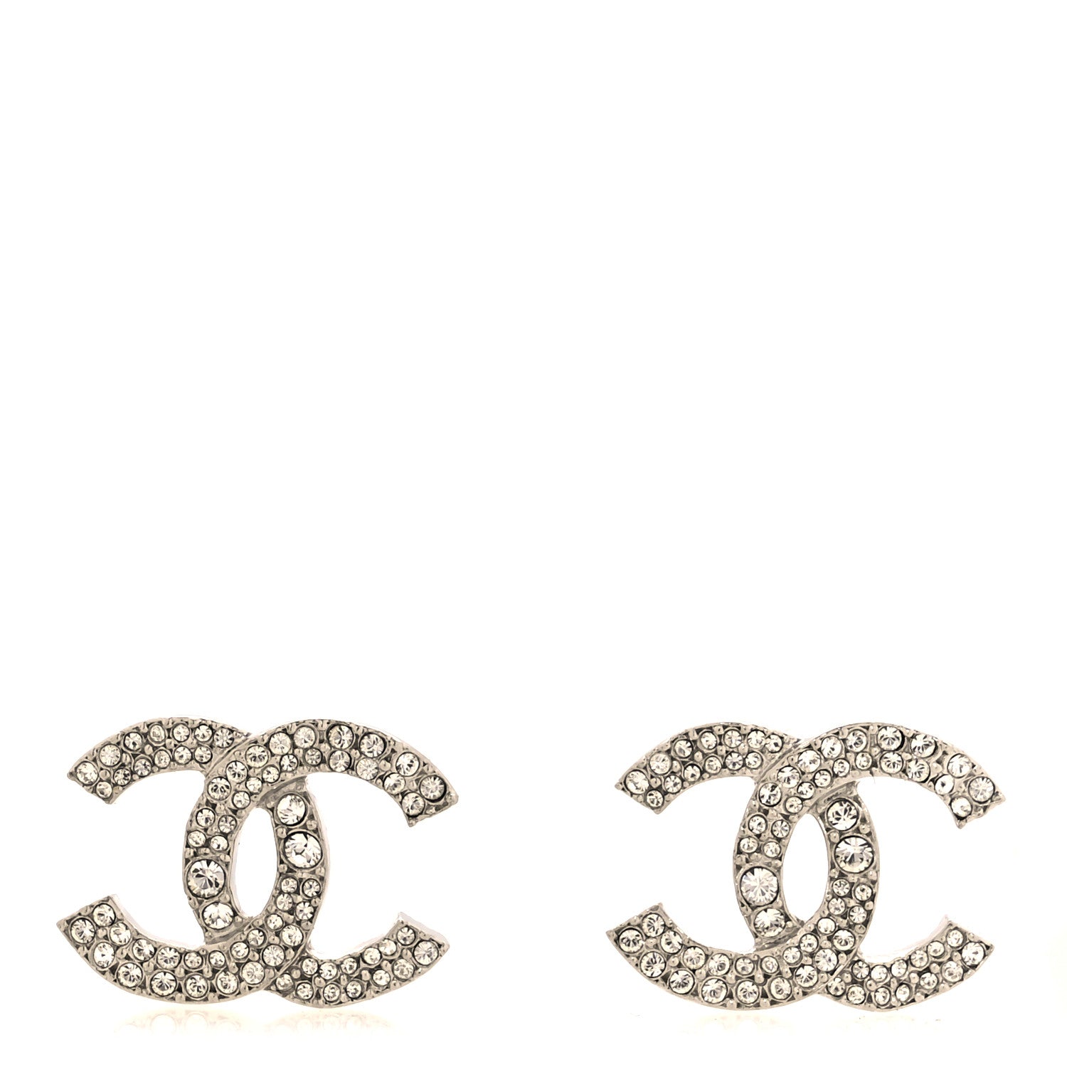 Chanel Crystal CC Earrings Silver 1 of 4