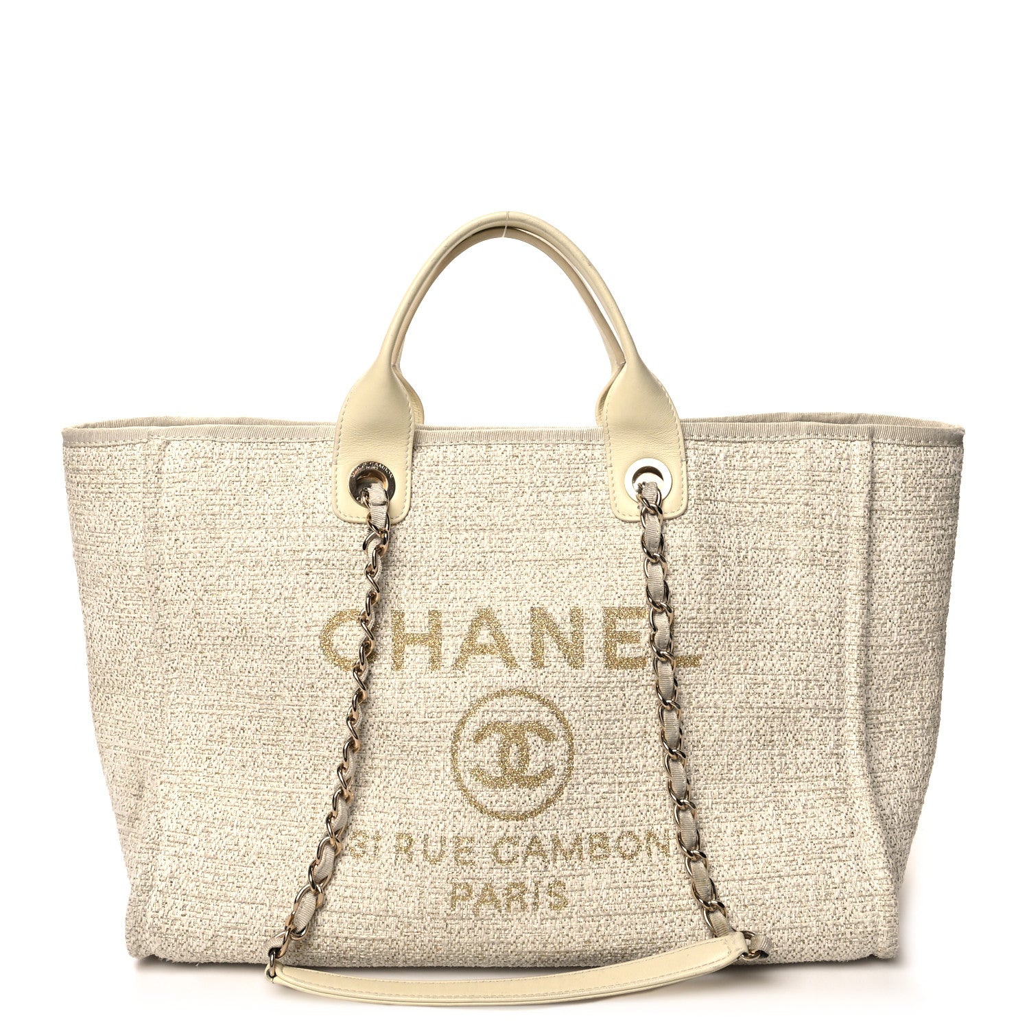 Chanel Lurex Boucle Medium Deauville Tote White 1 of 14