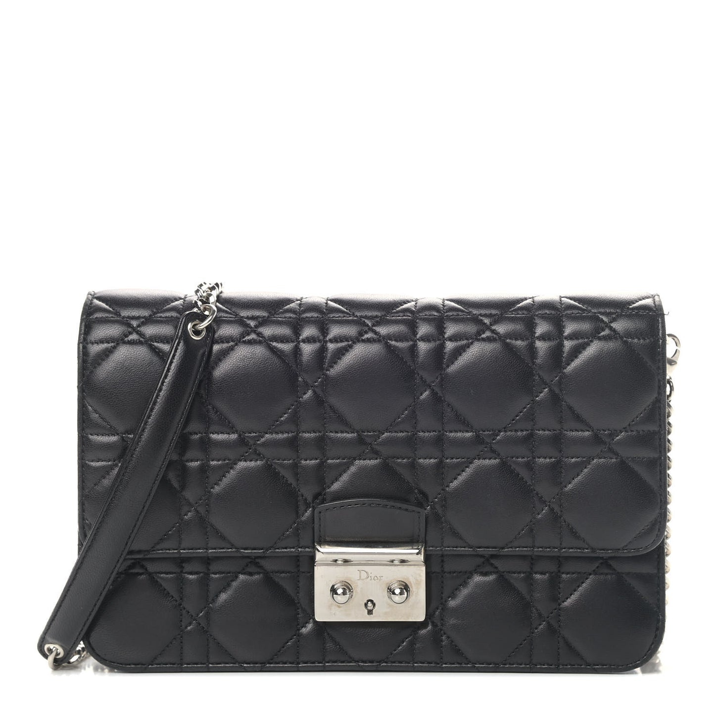 Lambskin Cannage Miss Dior Promenade Pouch Black