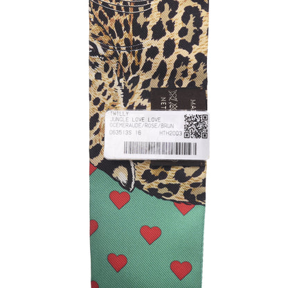 Hermes Silk Jungle Love Love Twilly Emeraude Rose Brun 4 of 5