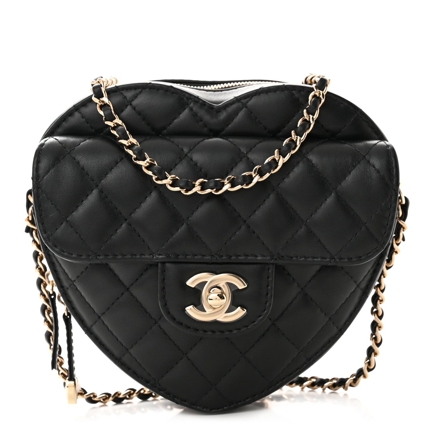 Chanel Lambskin Quilted CC In Love Heart Bag Black 1 of 10