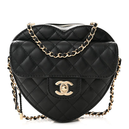 Chanel Lambskin Quilted CC In Love Heart Bag Black 1 of 10