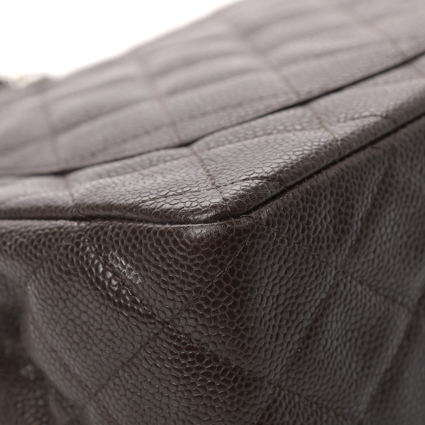 Caviar Quilted Jumbo Single Flap Dark Brown