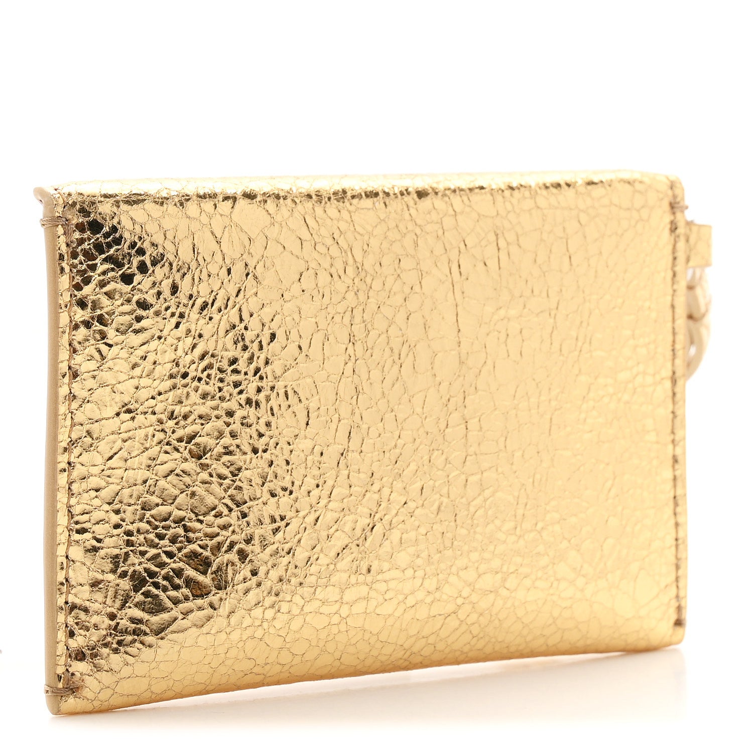 Chanel Metallic Lambskin Card Holder With Strap Gold 6 of 16