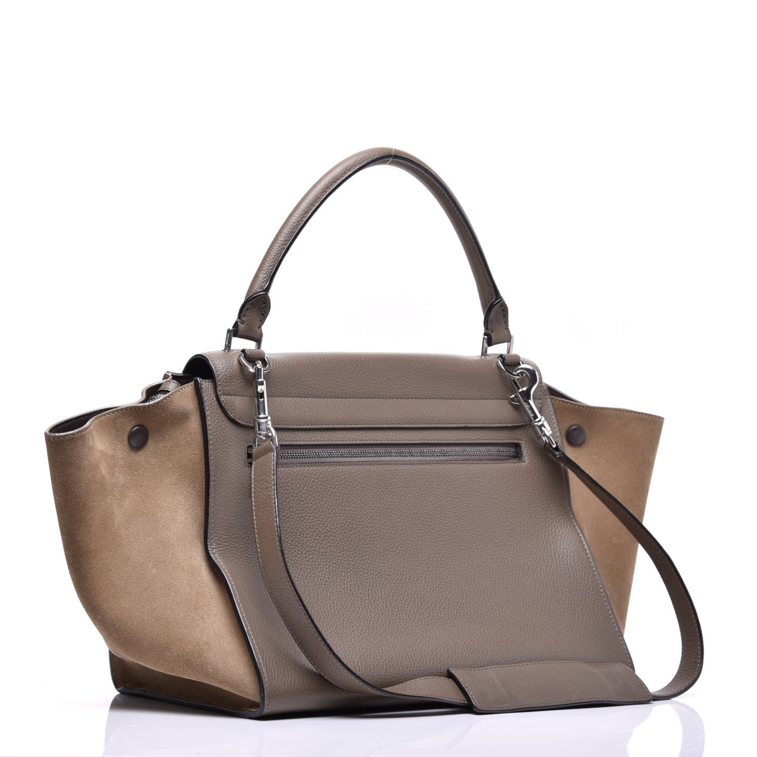 Celine Drummed Calfskin Suede Medium Trapeze Souris 4 of 9