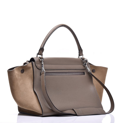 Celine Drummed Calfskin Suede Medium Trapeze Souris 4 of 9