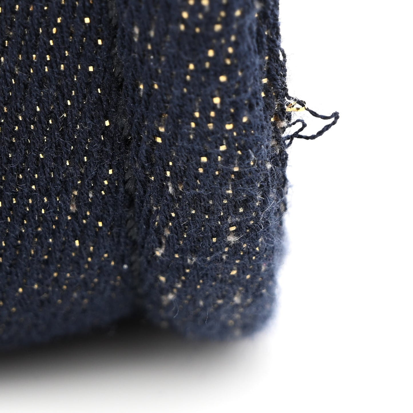 Lurex Canvas Small Deauville Tote Navy Blue Gold