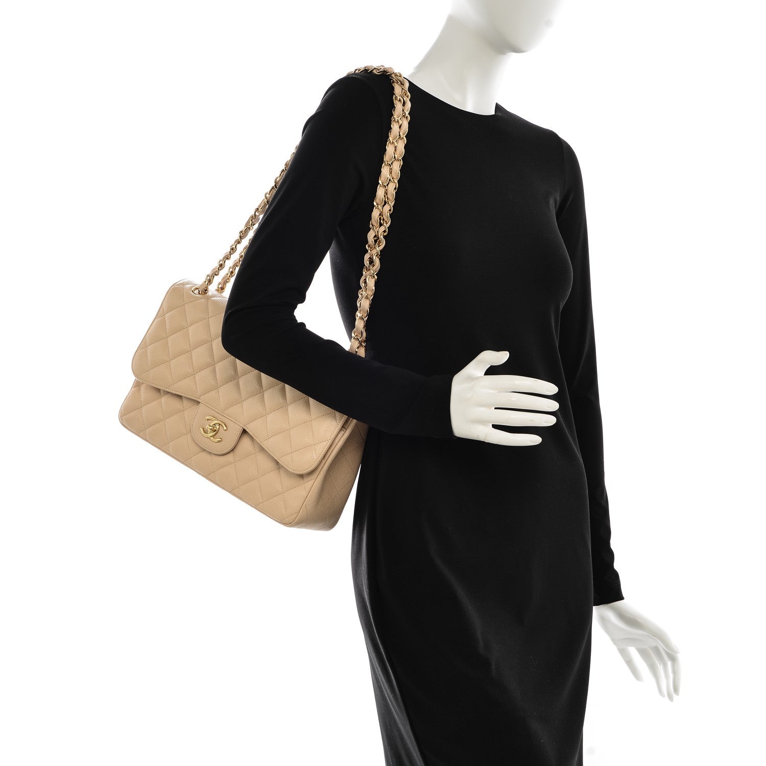 Chanel Caviar Quilted Jumbo Double Flap Beige Clair 2 of 7
