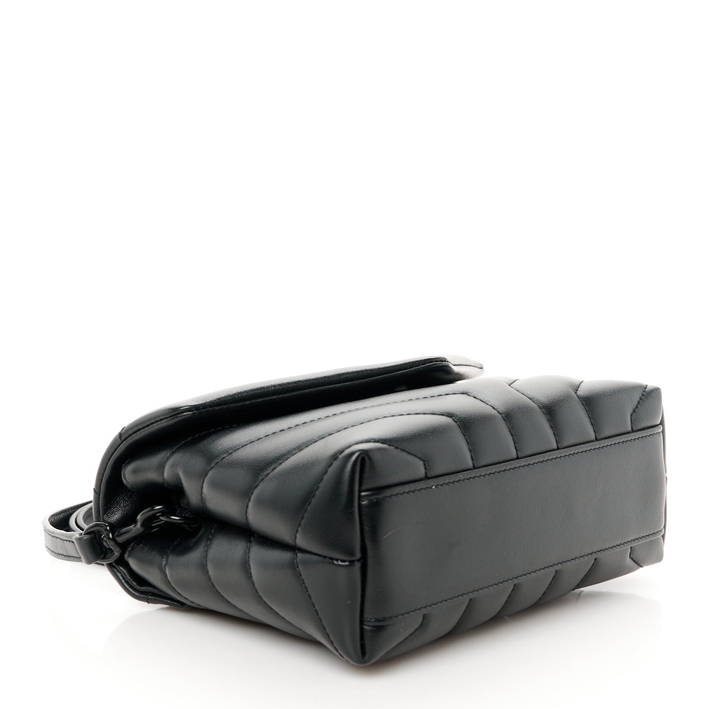 Calfskin Y Quilted Monogram Monochrome Toy Loulou Crossbody Bag Black