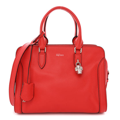 Alexander McQueen Pebbled Calfskin Small Skull Padlock Zip Around Tote Red 1 of 10