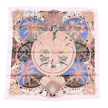Hermes Silk Aloha Scarf 90 Rose Poudre Bleu Beige 1 of 5
