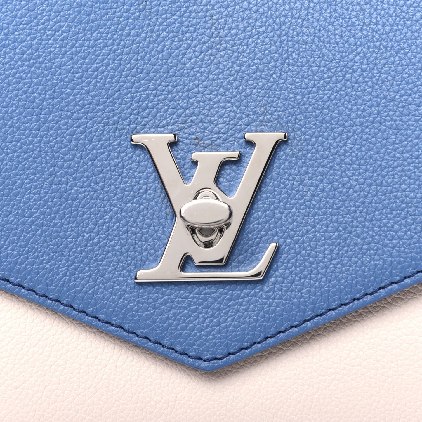 Soft Calfskin My Lockme Top Handle Blue Jean Creme