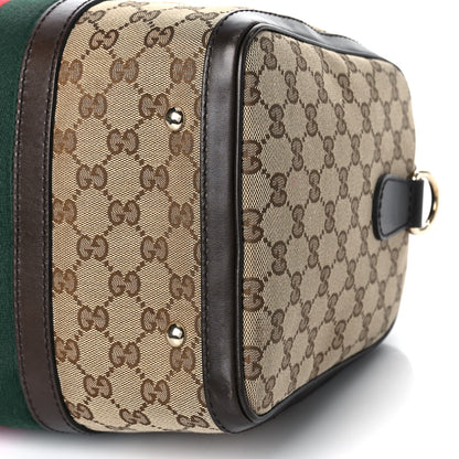 Gucci Monogram Vintage Web Medium Boston Dark Brown 9 of 14