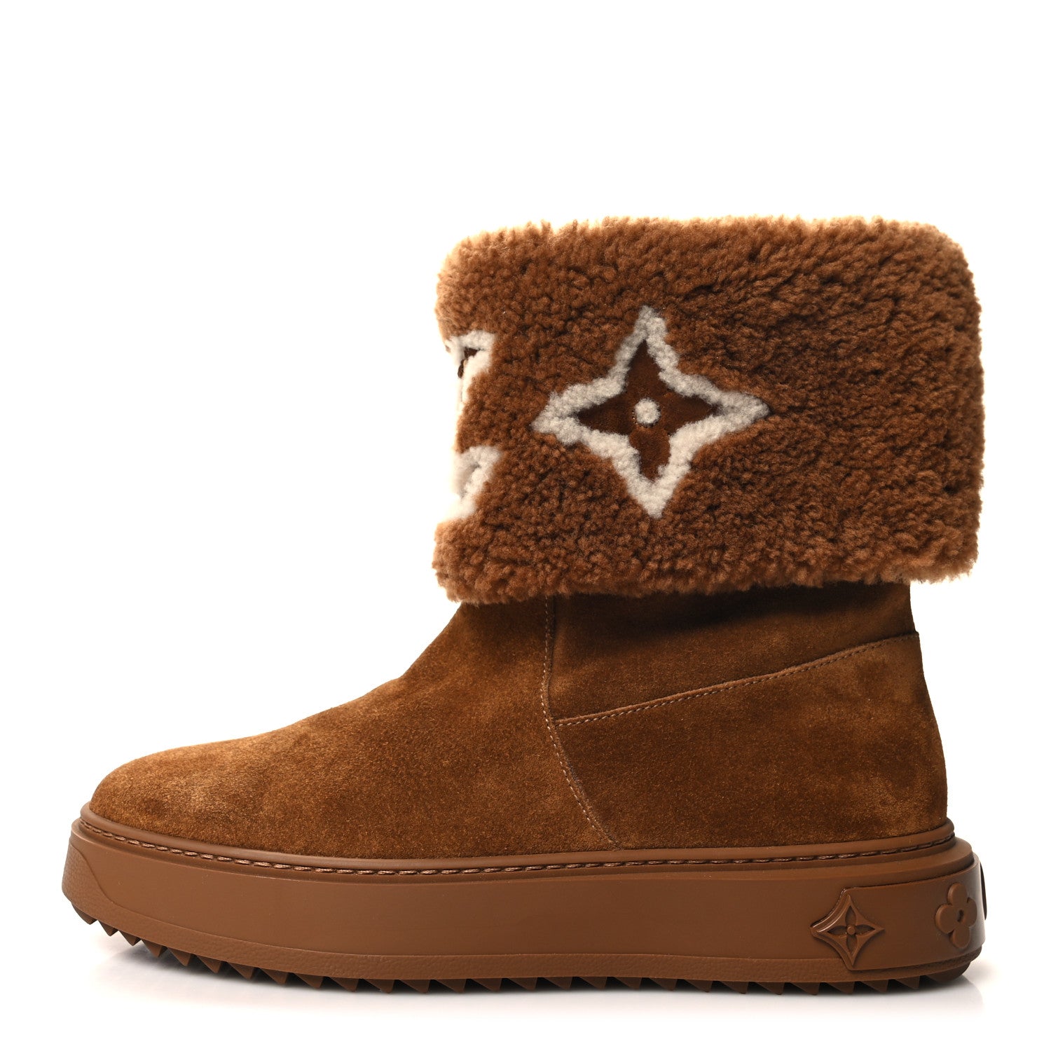 Louis Vuitton Suede Calfskin Shearling Snowdrop Flat Ankle Boot 38 Cognac 1 of 8