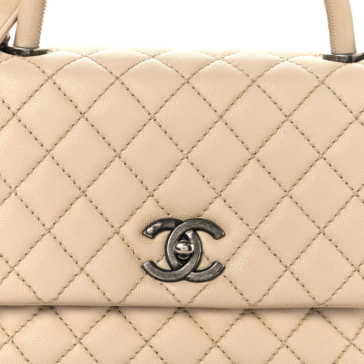 Chanel Caviar Quilted Small Coco Handle Flap Light Beige 7 of 9