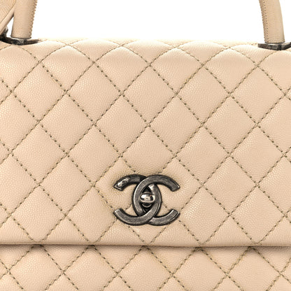 Chanel Caviar Quilted Small Coco Handle Flap Light Beige 7 of 9