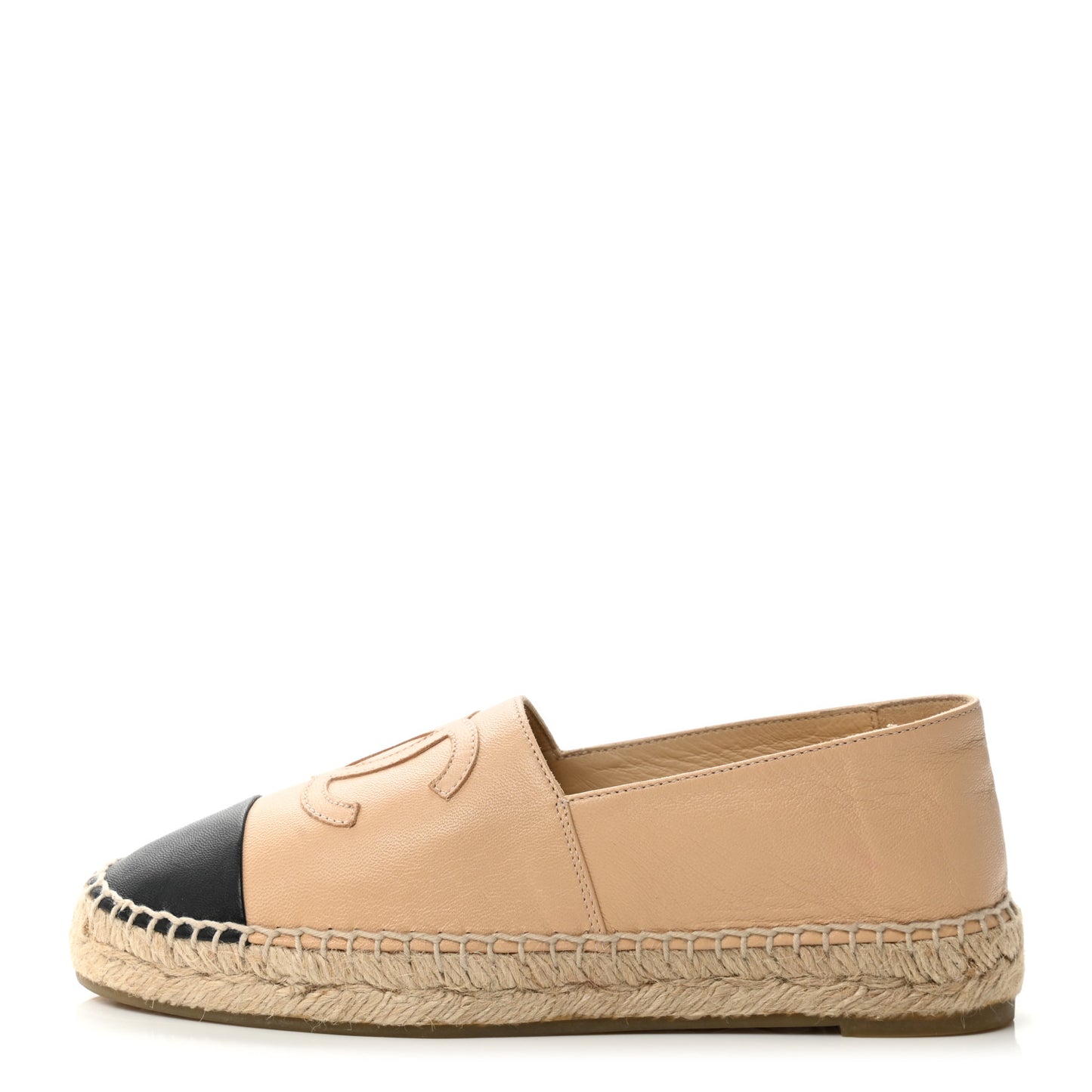 Lambskin CC Espadrilles 36 Beige Black